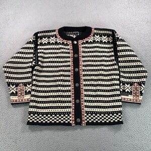 Dale Of Norway Sweater Womens XS Blue White Wool  Nordic Fair Isle Metal Button